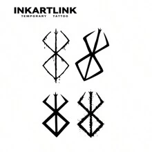 INKARTLINK 创新纹身技术，半永久纹身，战士，狂战士印章，逼真纹身，醒目纹身，临时纹身，防水，真实纹身外观，小众设计纹身，水果纹身，植物纹身 - 黑色 - 查看 4