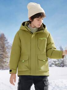 Balabala Kids' Long Winter Down Jacket Medium-Length Warm Boys' Big Kids Color Block