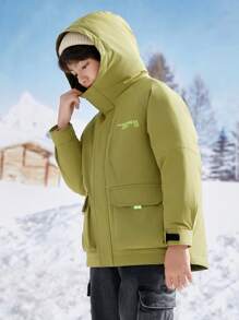 Balabala Kids' Long Winter Down Jacket Medium-Length Warm Boys' Big Kids Color Block