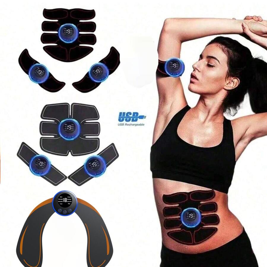 Máy kích thích cơ EMS sạc USB, liệu pháp massage điện, máy massage toàn thân kỹ thuật số, thích hợp cho tập thể dục. - màu đen - Xem 1