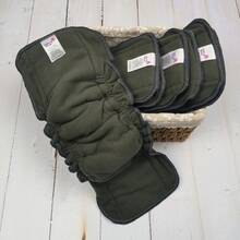 Littles & Bloomz Baby Reusable Nappy Insert For Washable Cloth Diaper Charcoal Elastic 5 Layers High Absorbency Pads