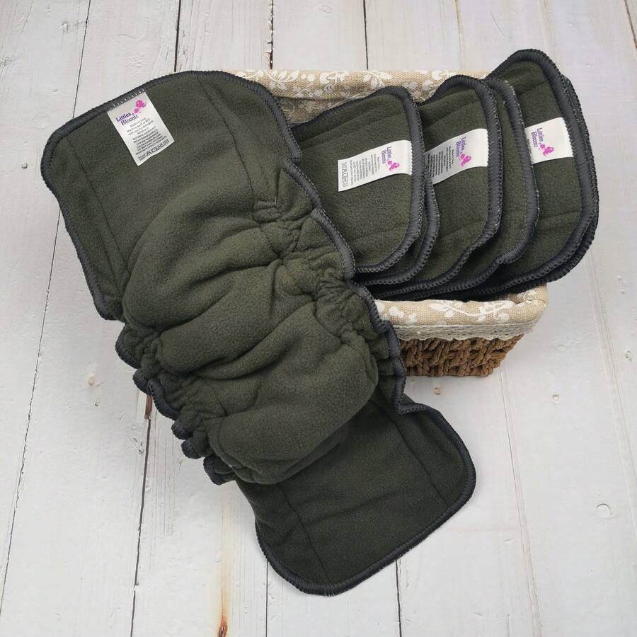 Littles & Bloomz Baby Reusable Nappy Insert For Washable Cloth Diaper Charcoal Elastic 5 Layers High Absorbency Pads