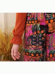 Setelan 2 potong untuk anak perempuan usia remaja, terdiri dari jaket pendek rajut vintage dan atasan tank top, cocok untuk musim gugur/musim dingin. - Purple - View 11