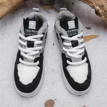 新款秋冬男士休闲小众低帮设计滑板鞋，百搭厚底运动鞋，时尚撞色 - 黑色 - 查看 3