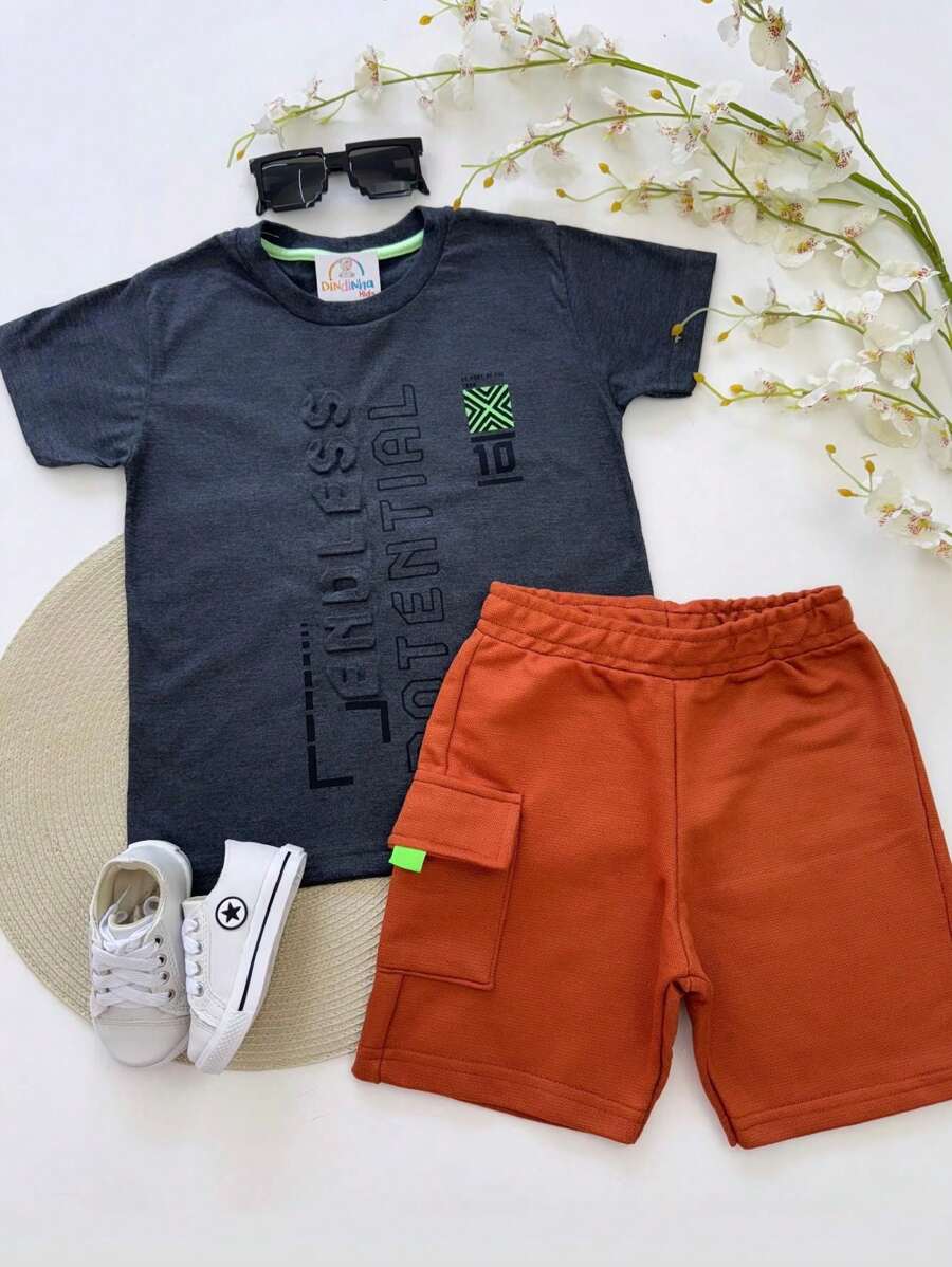 Children's Set Boy T-Shirt Bermuda Shorts Men's Adam - 灰色 - 查看 1