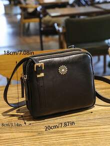 New Autumn And Winter Retro Sunflower Multi-Compartment Multi-Functional Bag, Summer Oil Leather Small Square Bag, Fashionable, Casual And Versatile, Travel, Commuting, Shoulder, Dating, Diagonal Cross, Women's Gift Small Bag, Simple, Easy To Match, Small Bag, Elegant, Multi-Color