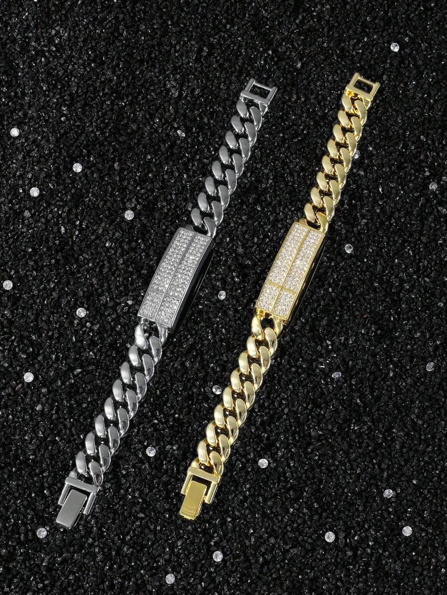 1 chiếc vòng tay vuông hình học đính đinh tán phong cách Hip-Hop dành cho nam, quà tặng hợp thời trang cho bạn trai - phong cách A - Xem 1