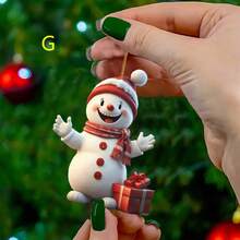 2D Classic Acrylic Christmas Ornament Santa Snowman With Gift Box Perfect For Christmas Tree Decorating