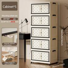 1 pieza Gabinete de almacenamiento plegable multicapa, contenedor de almacenamiento apilable con puerta magnética y ruedas, gabinete de almacenamiento de plástico de fácil instalación, puerta doble transparente, almacenamiento multifuncional, ahorra espacio, para libros, ropa, juguetes, almacenamiento de varios usos, almacenamiento de armario - Multicolor - Ver 13