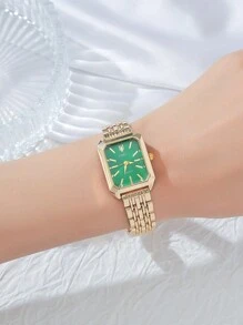 1 pezzo Orologio al quarzo con quadrante quadrato a barra minimalista misto e cinturino in acciaio, adatto come regalo di compleanno, Ognissanti, Natale