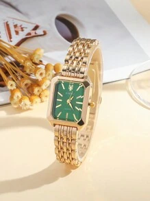 1 pezzo Orologio al quarzo con quadrante quadrato a barra minimalista misto e cinturino in acciaio, adatto come regalo di compleanno, Ognissanti, Natale