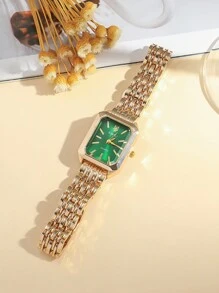 1 pezzo Orologio al quarzo con quadrante quadrato a barra minimalista misto e cinturino in acciaio, adatto come regalo di compleanno, Ognissanti, Natale