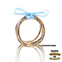 5 Stücke/Set Boho-Stil goldfarbenes Silikon mehrschichtiges Schleife Schleifenarmband Set für Damen, vielseitig gemischte Farben, geeignet für Strandparty-Outfits