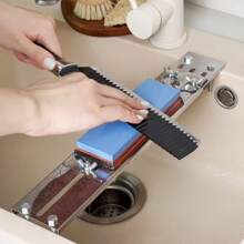 不锈钢磨刀器支架，可调节厨房磨刀架，快速磨刀水槽支架，适用于各种刀具 - 銀色 - 查看 10