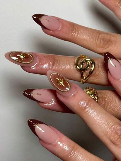 Elevate Your Style With, 24Pcs Y2K Style Medium Almond 3D Gel Nails French Tip Press On Nails Design Acrylic Fake Nails Set, Contain 1Pc Jelly Glue And 1Pc Nail File, French Tip Nails For For Woman & Girl Daily Wear Rave Party Use Nail Supplies Nails