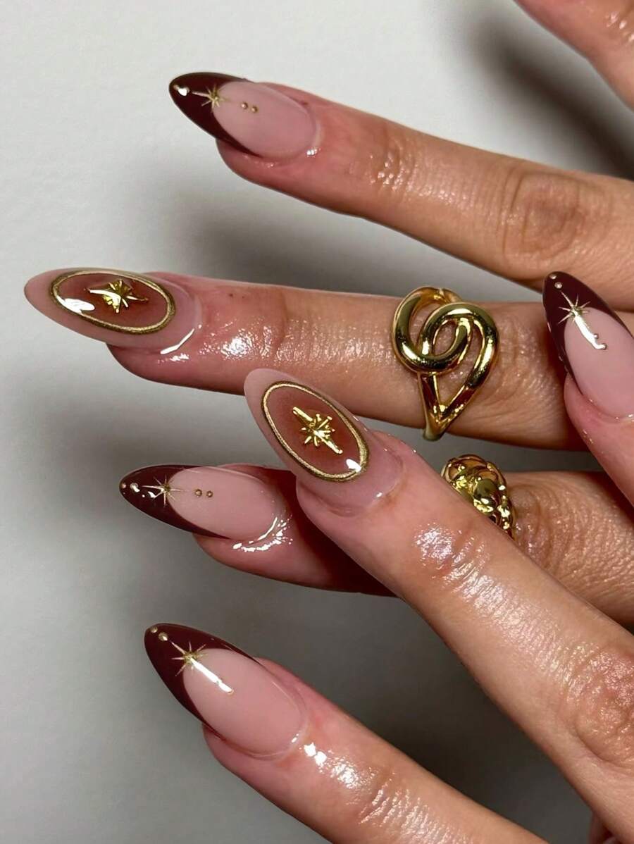 用这款24片装Y2K风格中号杏仁形3D凝胶美甲法式贴片美甲套装提升您的时尚品味。套装包含1片果冻胶和1把指甲锉，适合女性和女孩日常佩戴、参加锐舞派对等场合。 - 彩色 - 查看 1