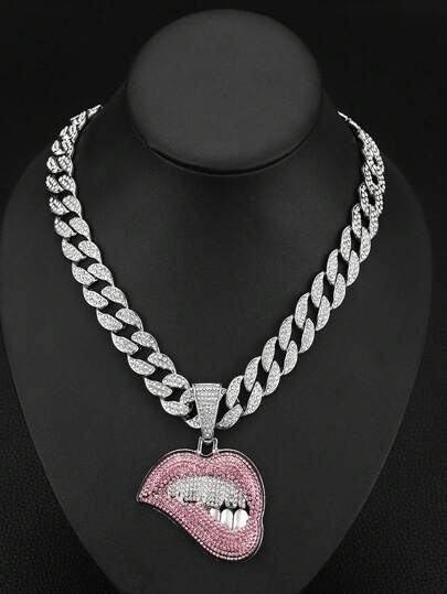 قطعة واحدة هيب هوب بديكور حجر الراين شفاه قلادة بتعليقة للرجال نساء الزخرفة اليومية , الى مجوهرات هدية و حفلة