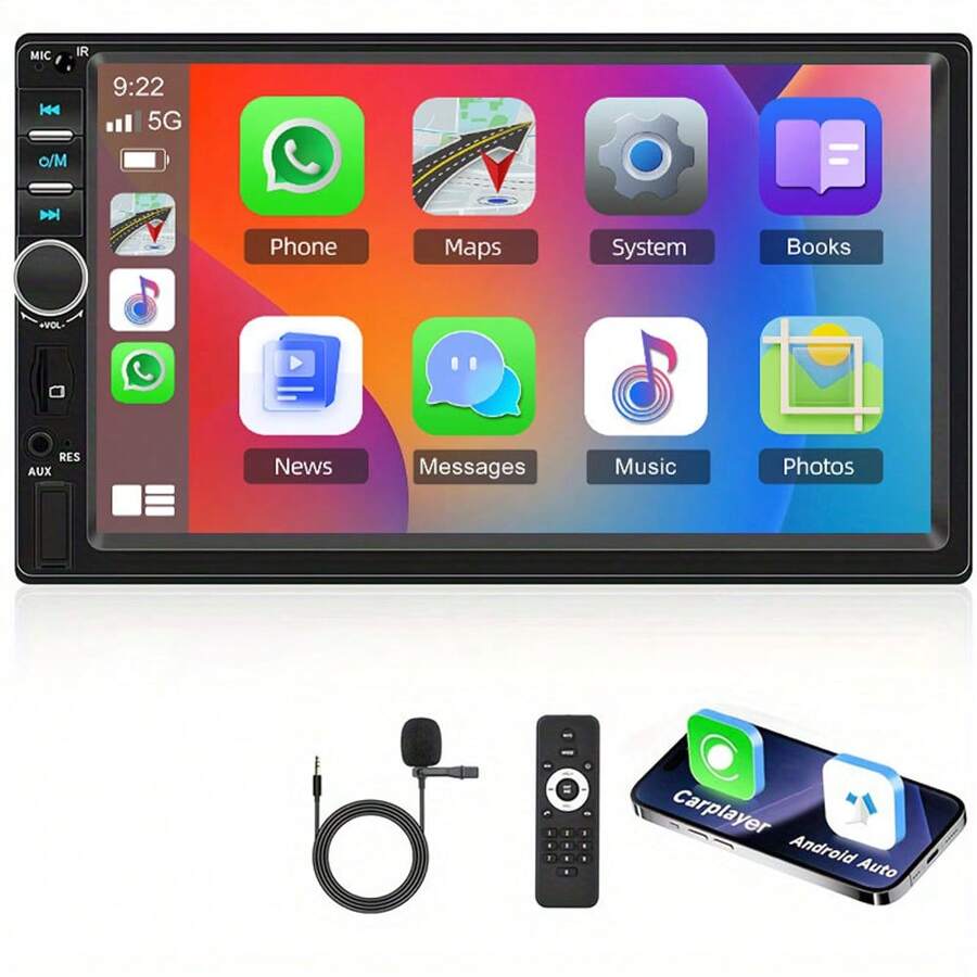Double 2 Din Car Radio With Apple Carplay Android Auto, 7 Inch
