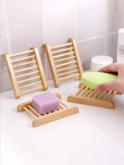 1/2/4pcs Wooden Soap Dish Drainage, Bohemian Style Wooden Soap Rack, Handmade Natural Soap Holder Tray For Bathroom And Kitchen Home Bathroom Decor Fall Decor Back To School