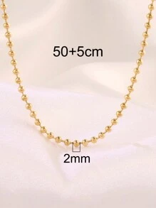 1pc Stainless Steel Beaded Chain Necklace, Women's Fashionable Gold Ball Pendant Necklace, Men's Accessory - Necklace - View 22