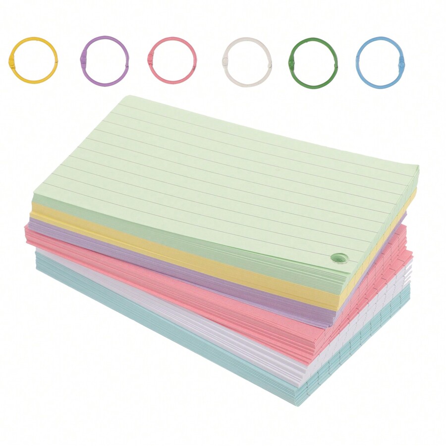 1 Set Index Cards With Rings Study Flash Cards Single Hole Punched