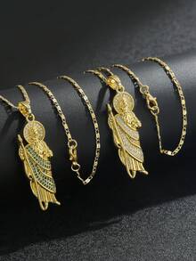 2 chiếc vòng cổ mặt dây chuyền hình Chúa Jesus Christ/Thánh Jude phong cách tôn giáo châu Âu & Mỹ sang trọng dành cho nam, trang sức thẻ hình tượng bằng đồng Zirconia cao cấp, phù hợp để đeo trong các ngày lễ của Cơ đốc giáo - sự kết hợp hai màu - Xem 2