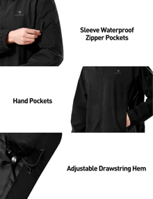 CAMEL CROWN Men's Waterproof Lightweight Jacket Windbreaker Hooded Rain Coat For Outdoor Hiking