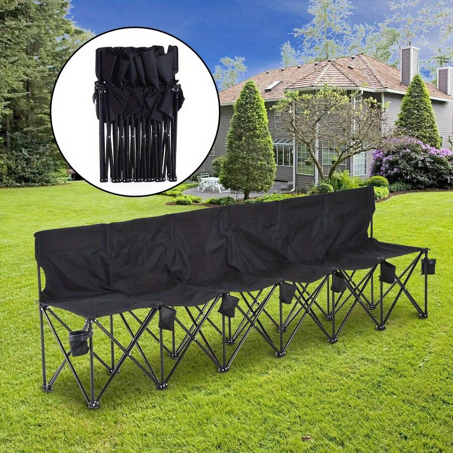 6 Seater Folding Bench, Outdoor Camping Chair Portable Sports Spectator