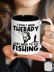 1pc,11oz Fishing Enthusiast Ceramic Coffee Cup - Insulated, Reusable, Hand Washable Only - Unisex Gift Cup, Water Cup, Summer And Winter Drinking Utensils, Birthday Gift, Holiday Gift,Christmas Decorate,Insulated,All Seasons And Occasions,Suitable For Hot Or Cold Drinks,Home Kitchen Item,Family Drinkware For New Year,Thanksgiving,Easter,Valentine's Day Gifts,Friends' Birthday Anniversary Festival,Party,Wedding,Ideal Gift For Mother's Day Back To School