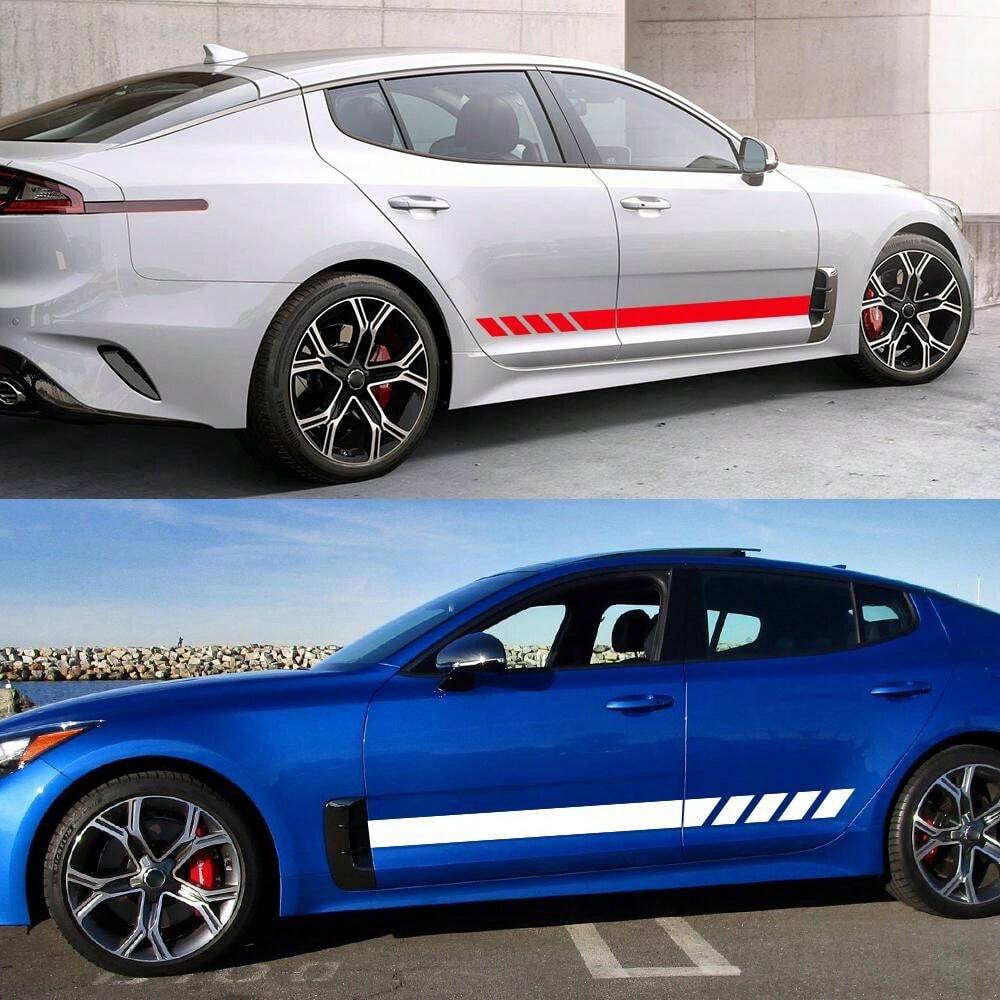 2Pcs Car Door Side Skirt Long Stripe Stickers For KIA Stinger GT