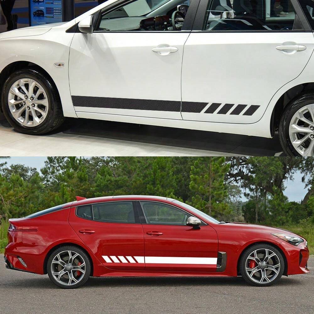 2Pcs Car Door Side Skirt Long Stripe Stickers For KIA Stinger GT