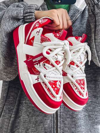 Lightweight & Breathable Low-Top Casual Chunky Sneakers, Versatile For Men