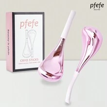 PFEFE 冷冻棒一对不锈钢面部护肤冰球，适用于女性面部眼部，美容师用品冷却水疗球，带储存盒，含冷冻液体 - 彩色 - 查看 1