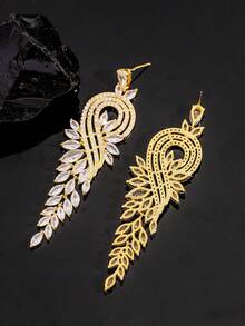 1 cặp hoa tai Zirconia tròn bạch kim phong cách châu Âu, phù hợp cho phụ nữ đeo hàng ngày và dự tiệc - bạch kim - Xem 4