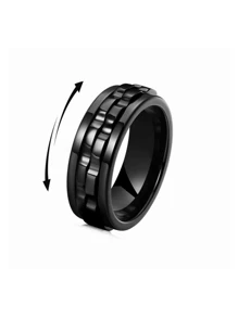 1pc Fashion Titanium Steel Rotation Ring, Personalized Swivel Gear Design Ring, Anxiety Relief Ring, Suitable For Men, Casual Business, Party, Gifts