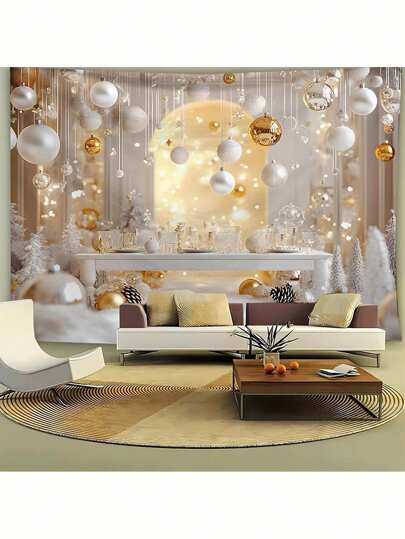 1 pieza Tapiz con estampado navideño, decoración de pared cuadrada moderna de poliéster para habitación, sala de estar, dormitorio, decoración del hogar, decoración de la habitación, banderas para la habitación, decoración navideña, tapices