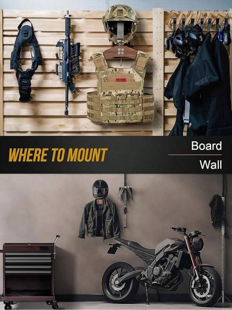 Tactical Gear Wall Mount, Motorcycle Helmet Holder Stand Jacket Hanger