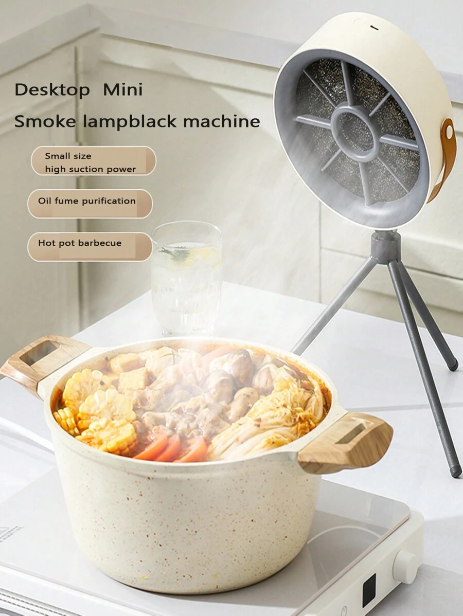 MEET SUN 1pc Rechargeable Tabletop Smoke Absorber Fan, 2000mAh Lithium-Ion Battery, 2-In-1 Standing/Hanging Desktop Smoke Extractor, Portable Kitchen Stove/Grill Fume Purifier, Compact Mini Size - Multicolor - View 1