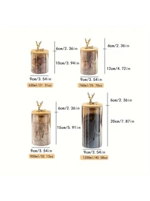 1 件鹿头手柄食品罐、咖啡玻璃储物罐、琥珀色密封茶罐、食品奶粉糖容器、厨房储物罐、家居装饰、谷物、杂货和咖啡豆、厨房用品