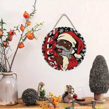 Biển chào mừng ông già Noel bằng gỗ tròn 8 inch - Biển trang trí treo tường phong cách hiện đại, Trang trí Giáng sinh/Năm mới, Quà tặng Giáng sinh/Năm mới, Thích hợp cho Giáng sinh, Ngày lễ, Mùa đông, Cửa trước, Phòng, Trang trí nhà để xe - Đa năng, Không cần nguồn điện, Phong cách ngẫu nhiên - Nhiều màu - Xem 3