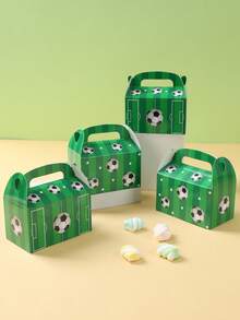 4个足球主题礼盒，足球图案手提包礼盒，适合生日、节日派对和其他场合作为礼品包装 - 足球 - 查看 5