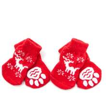 4pcs/Set Christmas Reindeer Pattern Small Cat Dog Pet Socks