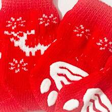 4pcs/Set Christmas Reindeer Pattern Small Cat Dog Pet Socks