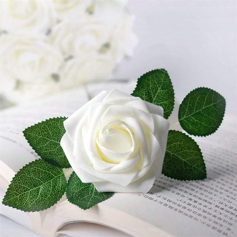 Artificial Flowers Rose Ivory White Fake Roses Flowers For Decorations