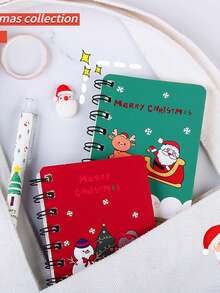 2 quyển sổ tay lật Giáng sinh A7 màu sắc và thiết kế ngẫu nhiên, sổ ghi chép bỏ túi di động cho học sinh, sổ nhật ký văn phòng, quà tặng Giáng sinh - Nhiều màu - Xem 11