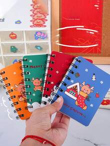 2 quyển sổ tay lật Giáng sinh A7 màu sắc và thiết kế ngẫu nhiên, sổ ghi chép bỏ túi di động cho học sinh, sổ nhật ký văn phòng, quà tặng Giáng sinh - Nhiều màu - Xem 9
