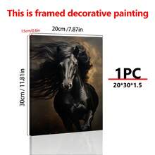 1pc, Áp phích treo bằng vải canvas, Tranh đóng khung bằng gỗ nguyên khối, Tranh treo tường bằng vải canvas ngựa đen hùng vĩ, Tranh động vật, Tranh in vải canvas, Trang trí tường bằng vải canvas, Phong cách đồng quê, Trang trại, Quà tặng cho người yêu ngựa - Nhiều màu - Xem 5
