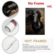 1pc, Áp phích treo bằng vải canvas, Tranh đóng khung bằng gỗ nguyên khối, Tranh treo tường bằng vải canvas ngựa đen hùng vĩ, Tranh động vật, Tranh in vải canvas, Trang trí tường bằng vải canvas, Phong cách đồng quê, Trang trại, Quà tặng cho người yêu ngựa - Nhiều màu - Xem 4