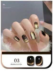 10ml 黑曜石金水晶猫眼凝胶指甲油网红流行色2024新款秋冬百搭猫眼凝胶美甲沙龙用闪亮彩色凝胶半永久清漆凝胶可浸泡 UV 凝胶适用于居家美甲 - 彩色 - 查看 7