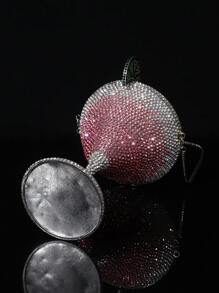 一款闪耀高贵的香槟酒杯造型晚宴包，优雅奢华的酒杯形女士水晶手拿包，镶钻“Cheers”字母，闪亮水晶镶嵌手拿包，全手工金属钻石晚宴钱包，适合派对和宴会（装不下手机） - 銀色 - 查看 7